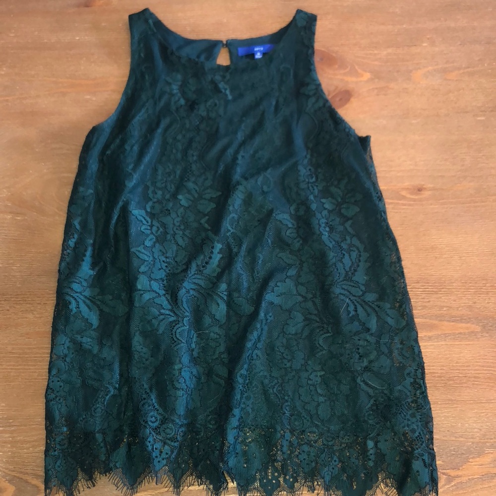 Emerald green lace tank top